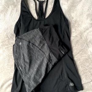 Vuori size small running shorts. New balance size small tank built in bra